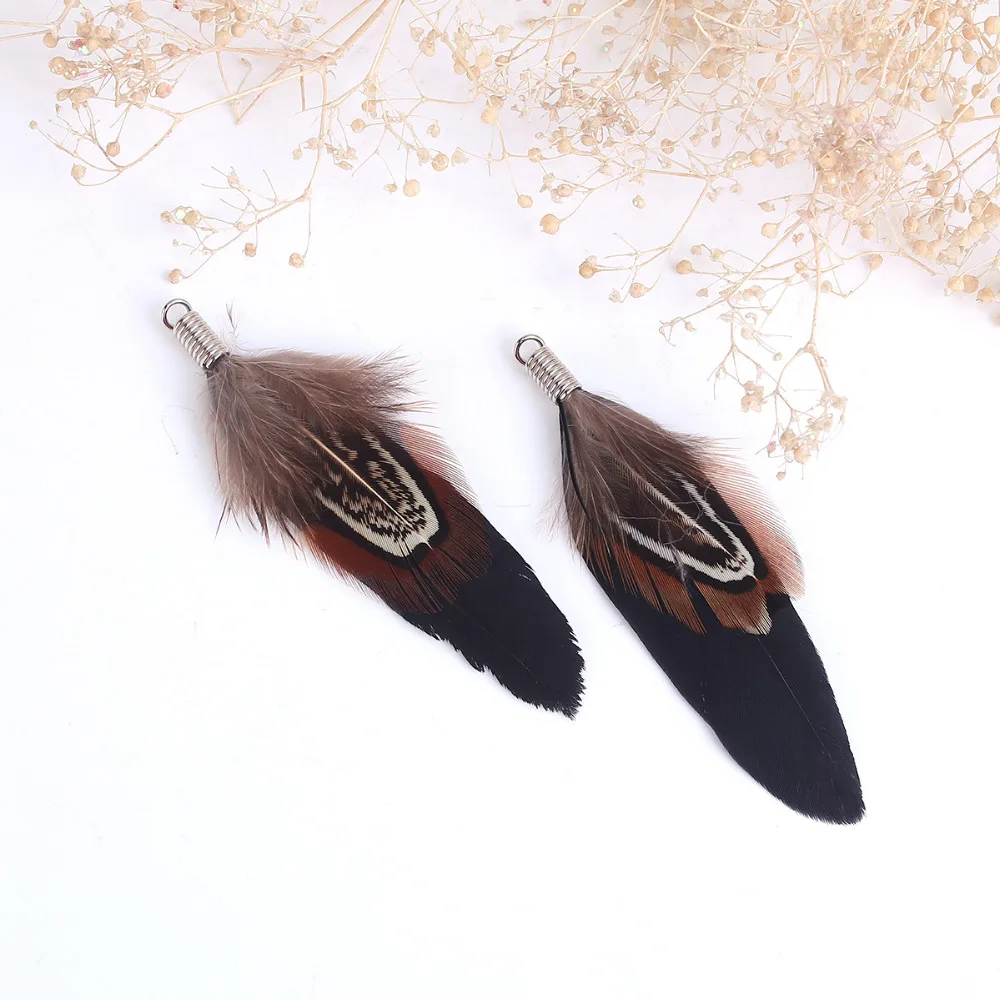 

DoreenBeads Natural Black White Orange Lake Blue Red Feather DIY Pendants Components 7cm(2 6/8") - 6cm(2 3/8") long, 10 PCs