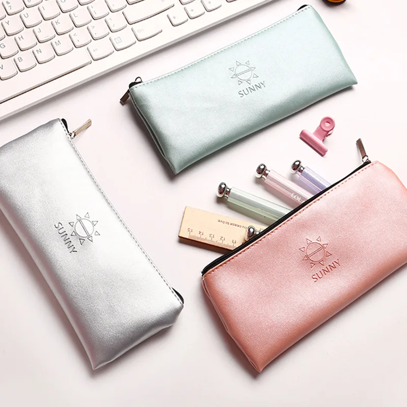1 Pcs Kawaii Pencil Case Unicorn Canvas Big Zipper Estuches School Pencil Box Pencilcase Bag School Supplies Stationery