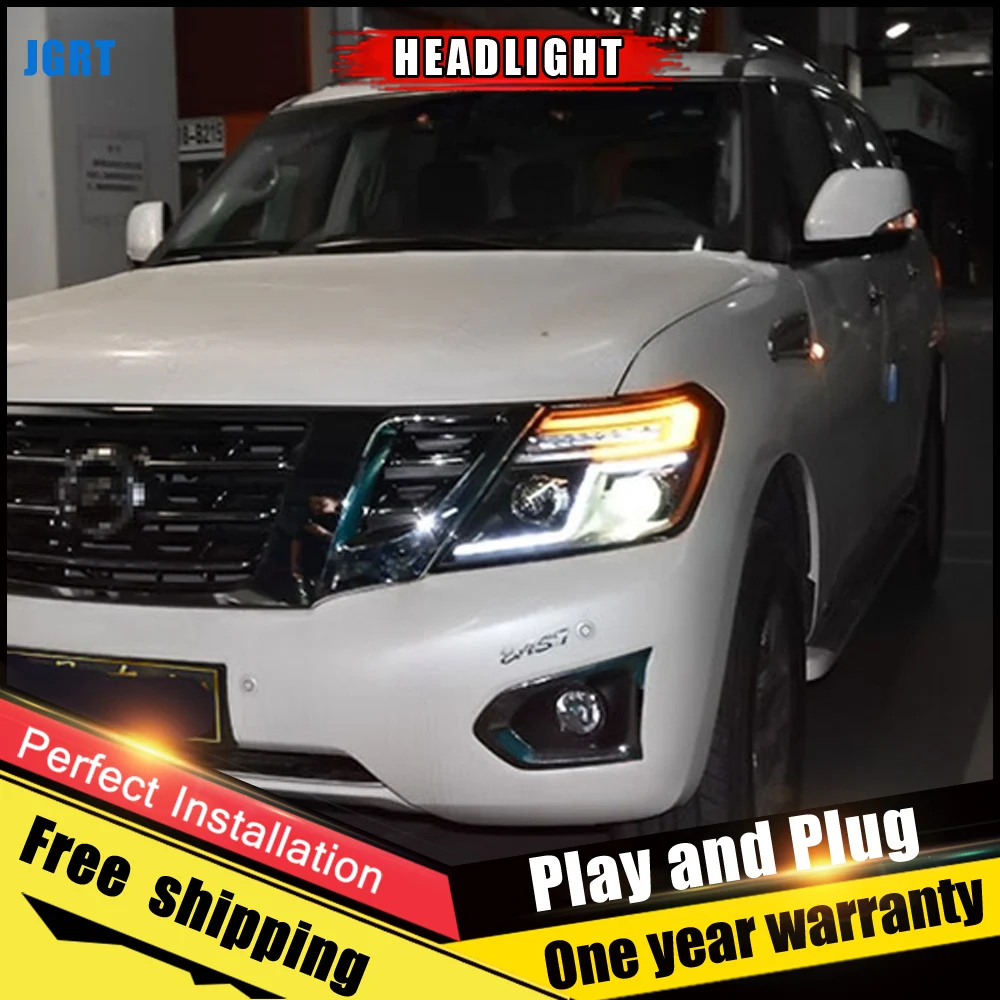Автомобильный стиль светодиодный фары для Nissan patrol 2012- для patrol Головной фонарь светодиодный DRL Объектив двойной луч H7 HID Xenon bi xenon объектив