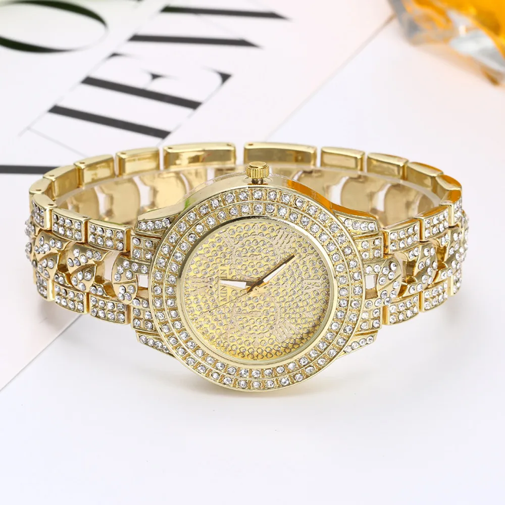 Montre femme marque de Lux женские круглые полностью бриллиантовые часы-браслет Аналоговые кварцевые наручные часы zegarki damskie