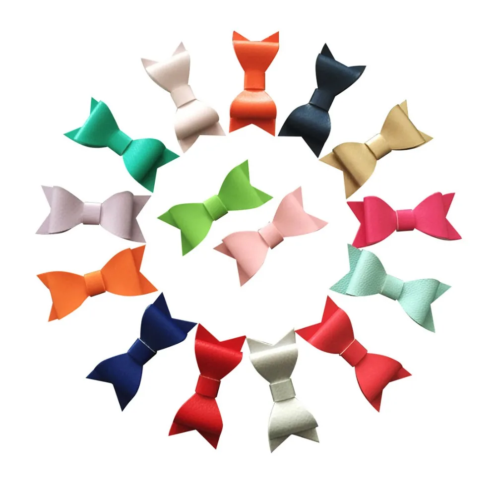 Cute 2.8inch Faux hair Leather Bows With Clips Girl's Bow Hair Clips Children Bows Tie Leather