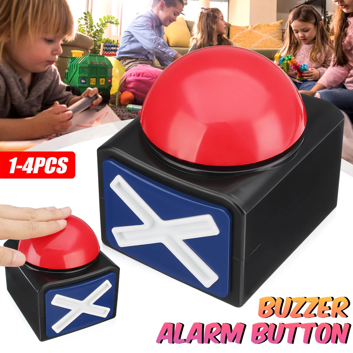 

Red Game Answer Buzzer Alarm Button With Sound Light Relieve Stress Joke Prank Large