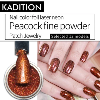 

KADITION New 1g Nails Glitter Sequins Peacock Starry Nail Art Powder Manicure Decorations Primer Glitter Hybrid Gel Varnishes