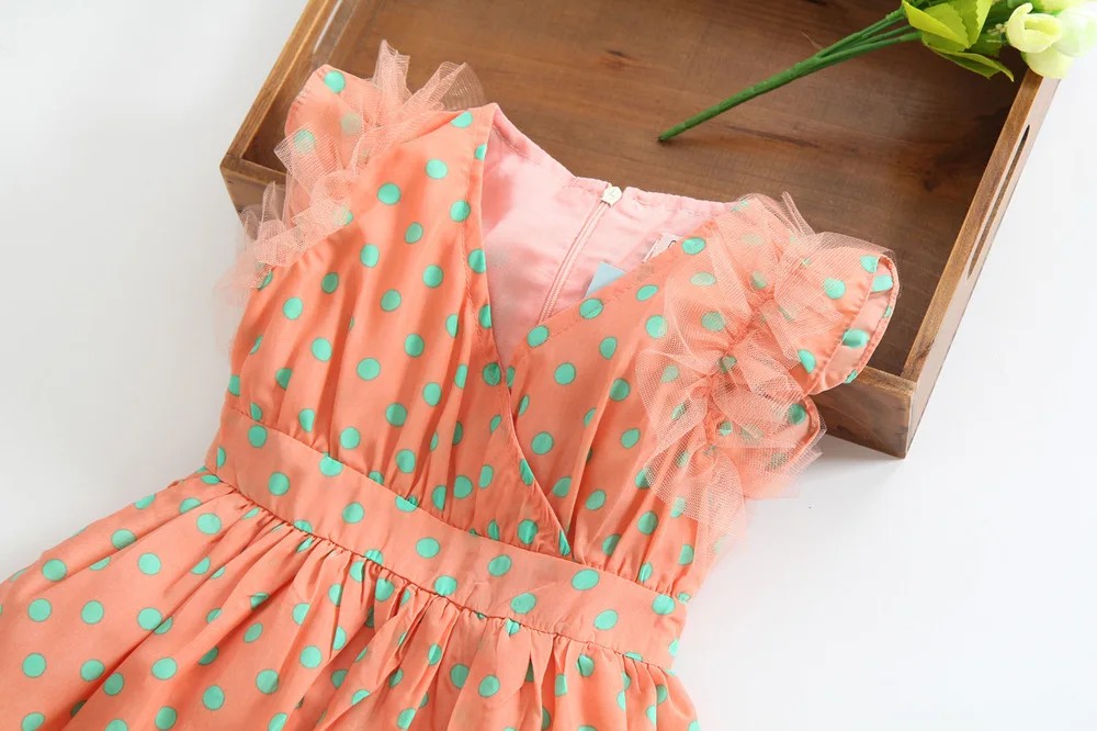 Anlencool 2018 High quality children dress dot chiffon new Kids Korean models baby dress baby girl clothing free shipping 7