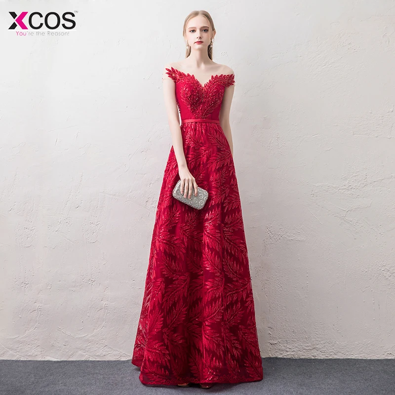 Robe De Soiree вечернее платье красного цвета с v-образным вырезом Длинные вечерние