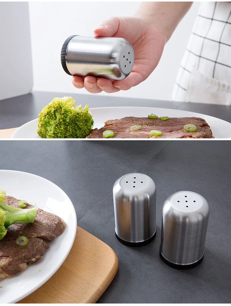 TUUTH Stainless Steel Condiment Container Sugar Salt Pepper Flour Cumin Seasoning Bottle Kitchen Herb Spice Tools B4