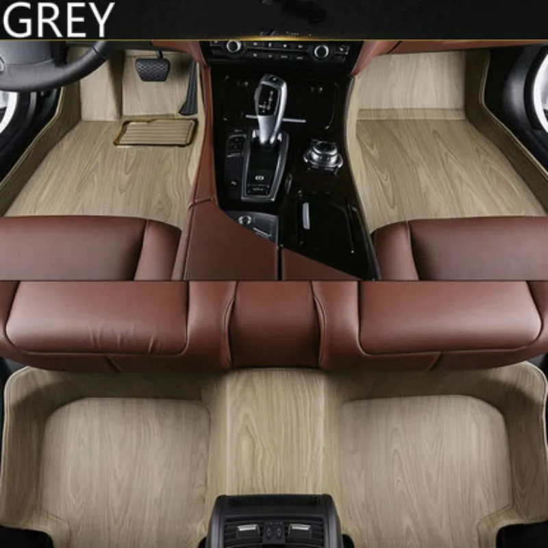 

Full Covered Wood Grain Waterproof Carpets Custom Car Floor Mats For Ford Focus Mondeo Kuga Edge Ecosport Fiesta S-MAX Hummer