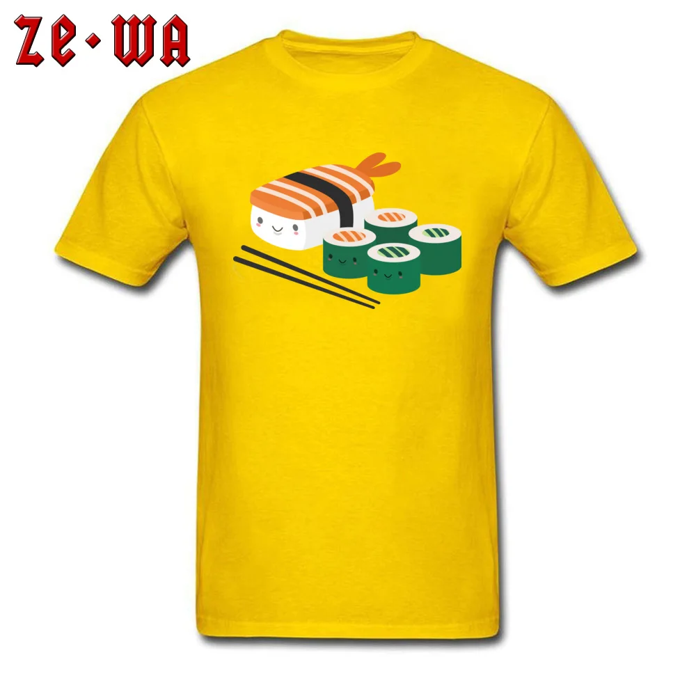 Cute and Kawaii Sushi Tops Tees New Coming Crewneck Group Short Sleeve All Cotton Men T-shirts Fitness Tight Tees Cute and Kawaii Sushi yellow