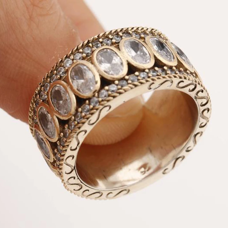 

Vintage Single Row White Cut Zircon Finger Rings Men Women Luxury Wedding Band Rope Ornament S Pattern Knuckle Ring Gift Z4P115