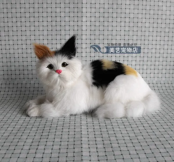 

simulation cat model,polyethylene&fur 28x12x15cm coloured cat handicraft toy home decoration Xmas gift b3857