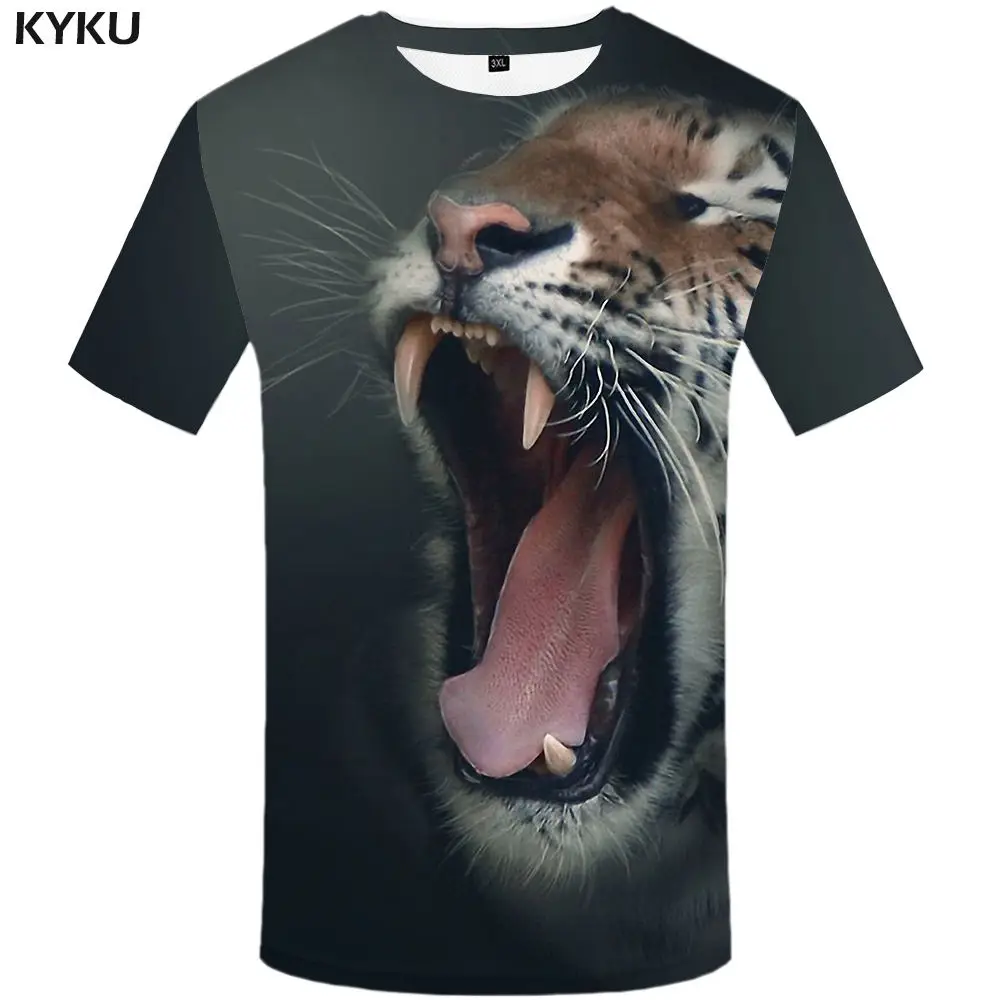 KYKU бренд Тигр Футболка флуоресценции размера плюс одежда животных Tshir футболка s для мужчин забавные большой высокое качество японский - Цвет: 3d t shirt 16