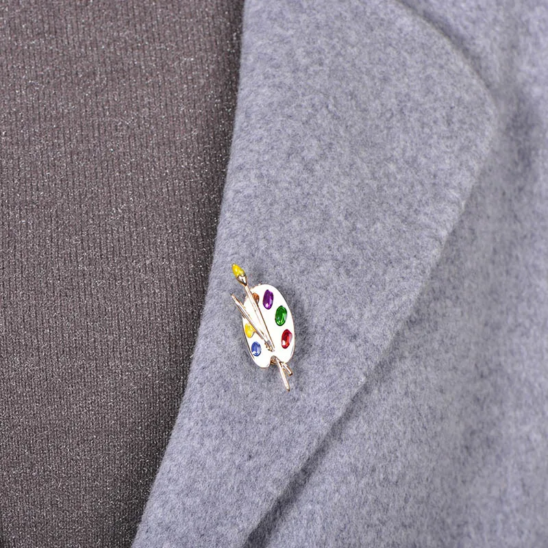 Madrry Realistic Paintbrush Shape Brooches Colorful Enamel Brooch Jewelry Women Men Windbreaker Suit Bag Hat Pin Daily Accessory