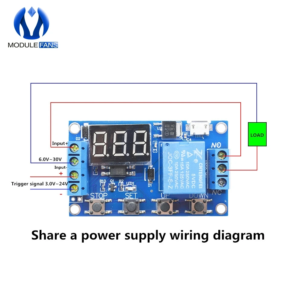 Реле времени задержки переключатель модуль Micro USB 5 в светодиодный дисплей Автоматизация таймер задержки цикла плата управления DC 6 в 9 в 12 В 24 в контрольный Лер
