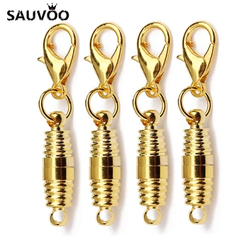 

SAUVOO Screw Shape Stainless Steel Gold Color Magnetic Clasps with Lobster Clasps End Connector for DIY Handmade Jewelry Finding