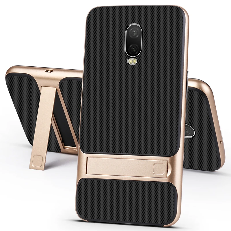 Для OnePlus 6 6T Чехол класса люкс из силикона + поликарбоната с подставкой гибридный