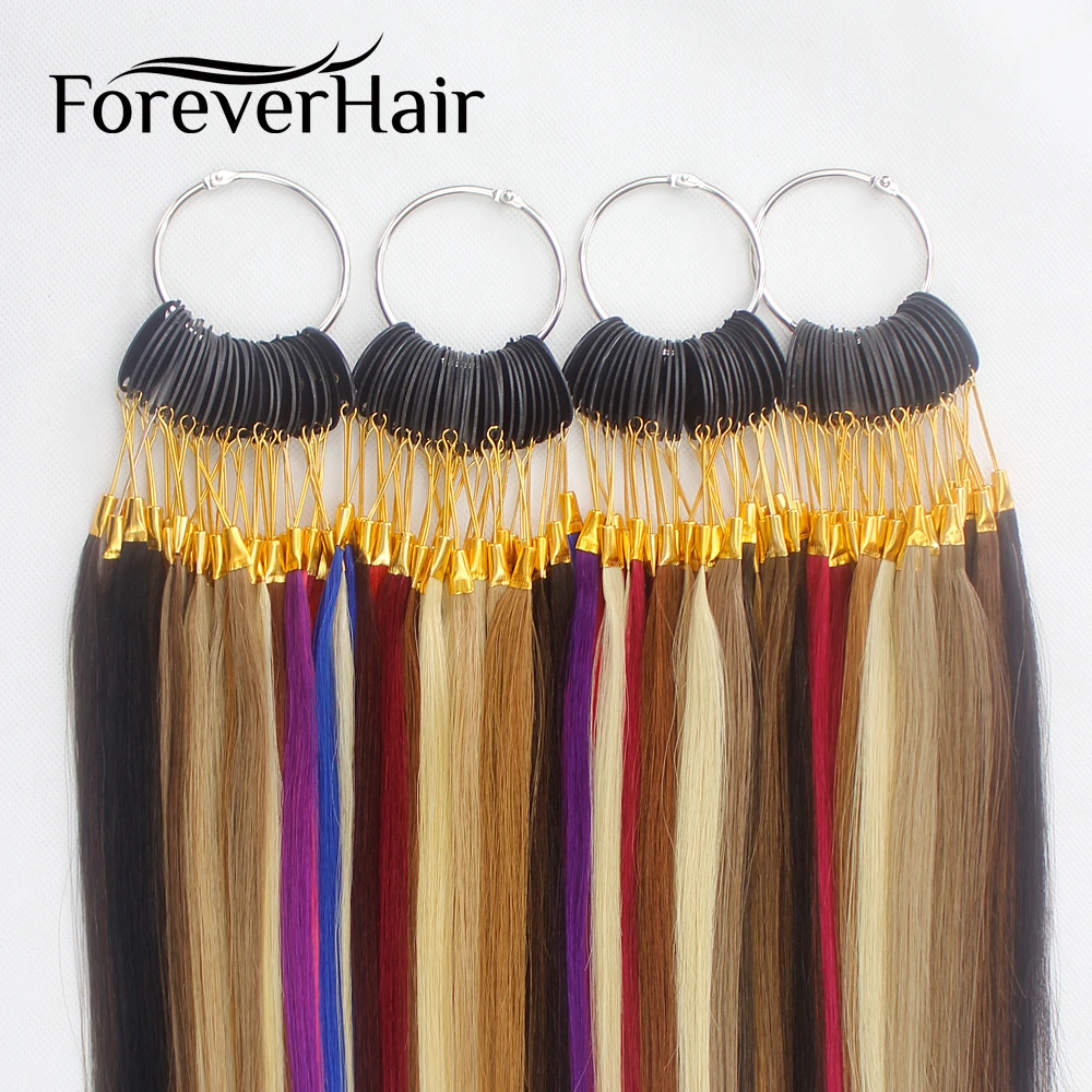 Forever Hair 100% Remy Human Hair Color Rings/ Color Charts 32 Colors Available Can Be Dyed For Salon Sample Free Shipping