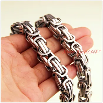 

New Arrival Jewelry 10mm Wide Silver Color Byzantine chain Stainless Steel Fashion Men Necklace/Bracelet Jewelry Gift 7-40inch