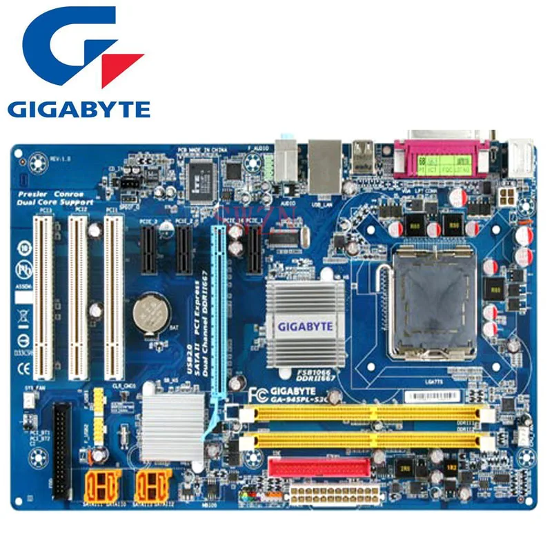 original Used Desktop motherboard For Gigabyte GA-945PL-S3G 945PL support LGA 775 2*DDR2 support 2G 2*SATA2 USB2.0 ATX 945 775 motherboards for lenovo 945gz m2 lga775 ddr2 945 desktop motherboards
