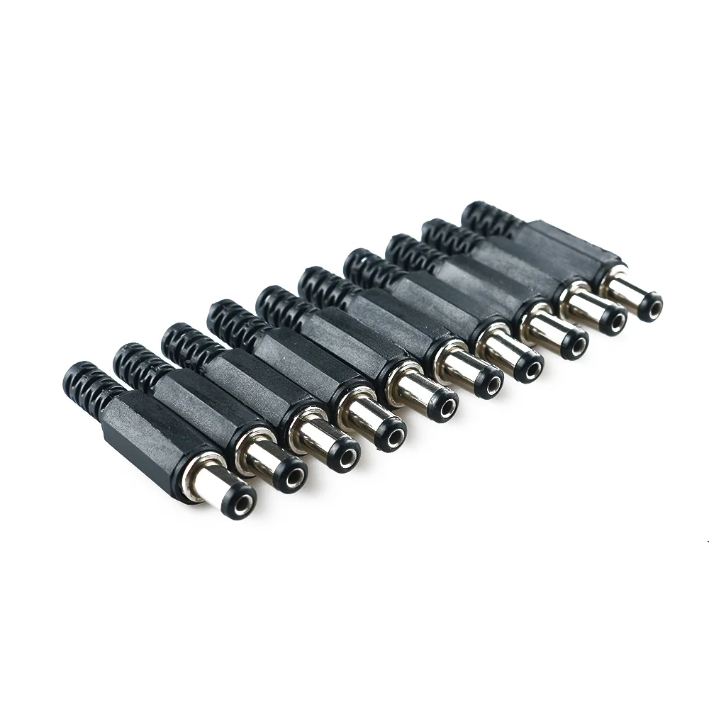 

10Pcs Practical 5.5mm x 2.1mm Male Solder DC Power Barrel Tip Socket Plug Jack Connectors