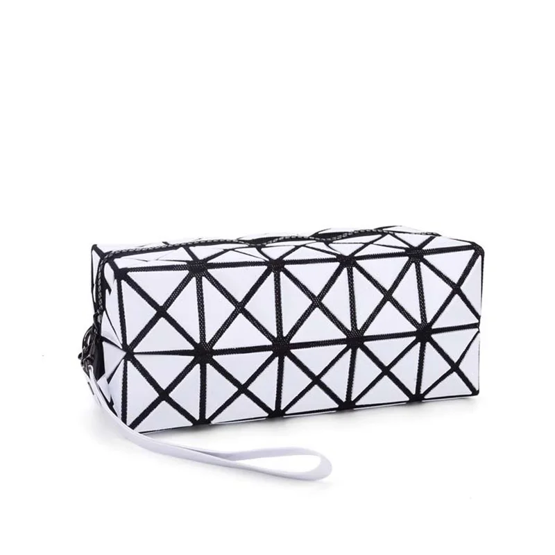 Fashion Portable Makeup Bag Folding Package PU Leather Makeup Bags Women Geometric Zipper Cosmetic Bag Mini Bolso Organizer Bags (16)