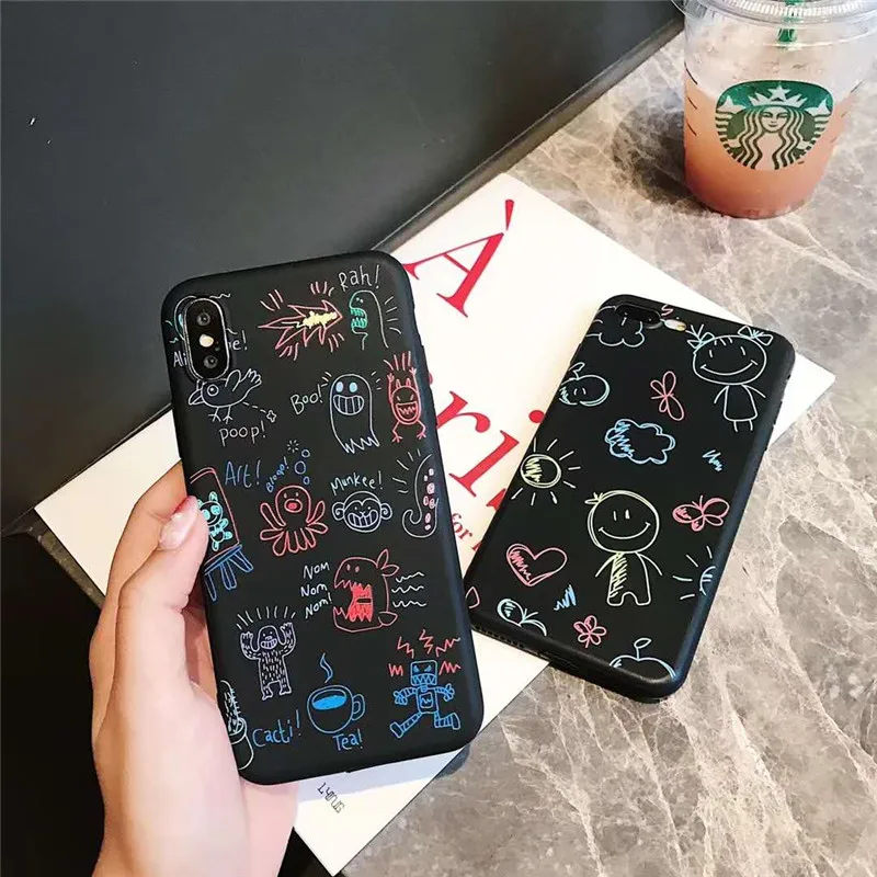 Colorful Art Graffiti Phone Case For iPhone 7 iphone X 6 6S 8 Plus Fashion Soft Tpu Cover Cartoon Cases Capa Coque |