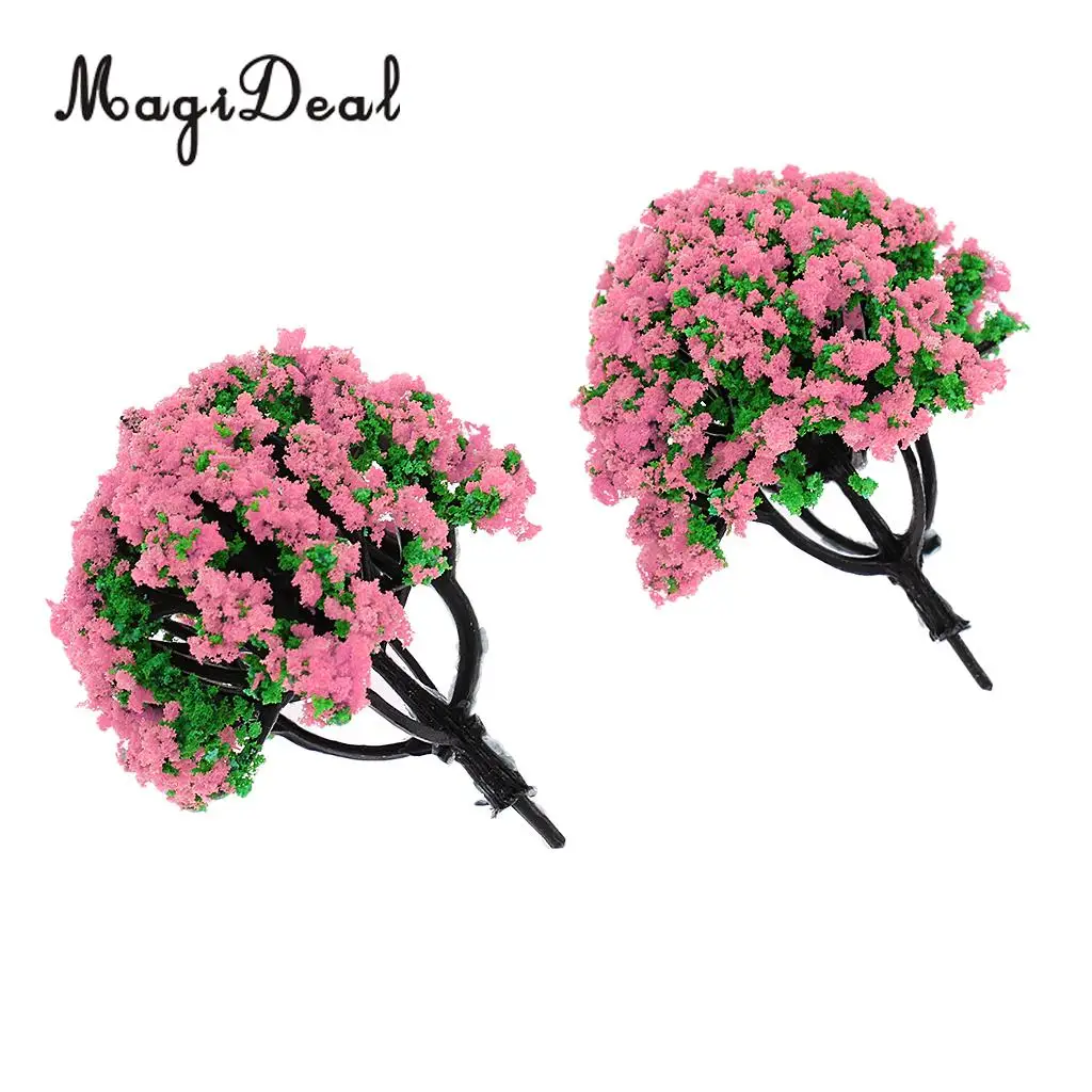 MagiDeal 10Pcs 1/200 Scale Model Flower Trees Green Train Railroad Scenery Landscape for Diorama Model Layout Toys 5Colors