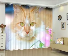Cute cat Luxury 3D Blackout Curtains For Living room Kids Boys Bedding room Drapes Cotinas para sala Halloween Decorative