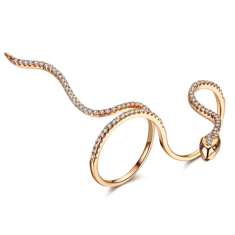 

Hot Fashion Adjustable Rings Gold Color&Silver Plated Party Double Finger Snake Rings For Women Jewelry Wedding ZK40