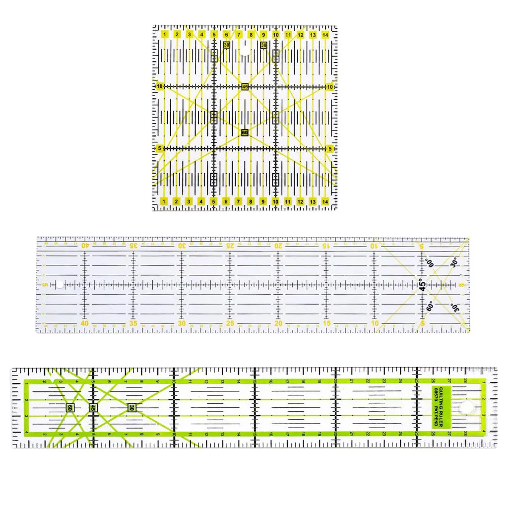 

3 Pieces Square Rectangle Clear Plastic Quilt Quilting Ruler Patchwork Sewing Ruler for Crafts