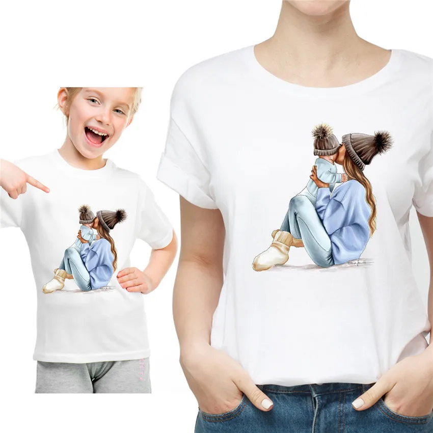 Loozykit/летние Семейные комплекты; футболка; Женская футболка для сына; топы для детей; Повседневная футболка для маленьких девочек и мальчиков