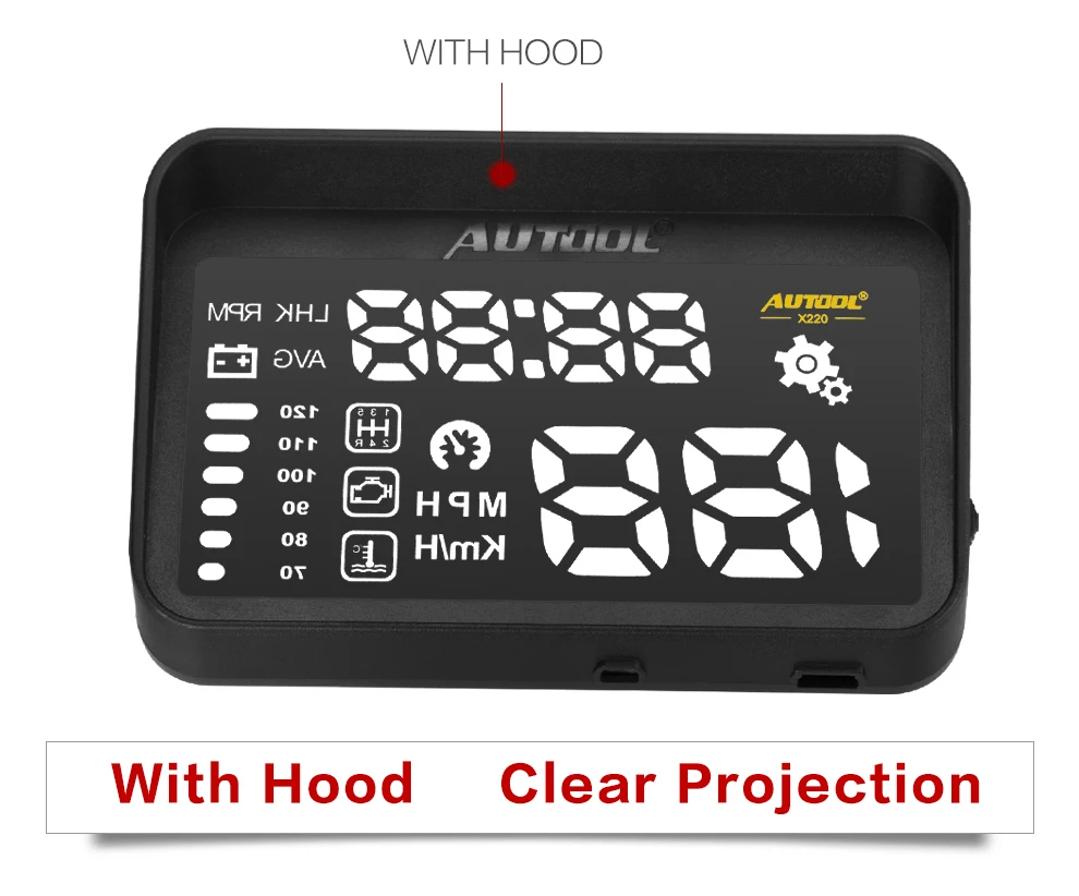 AUTOOL X220 HUD Дисплей проектор калибровочный Спидометр пленка OBD2 II Цифровой walkie talkie