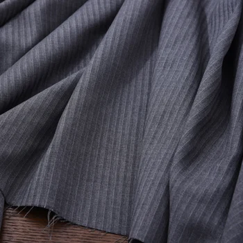 

150CM Wide 280G/M Gray Stripe Wool Viscose Fabric for Autumn Spring Dress Coat Jacket H402