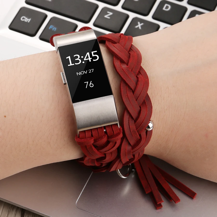 Для Fitbit Charge 2 ручное плетение кожаный ремешок на запястье с пряжкой сменный Браслет для Fitbit Charge 2 Смарт-часы