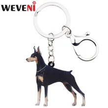 Wveni – porte-clés en acrylique pour hommes et femmes, bijoux de voiture, porte-clé, sac de fête, dessin animé Doberman Pinscher, chien, Animal, cadeau