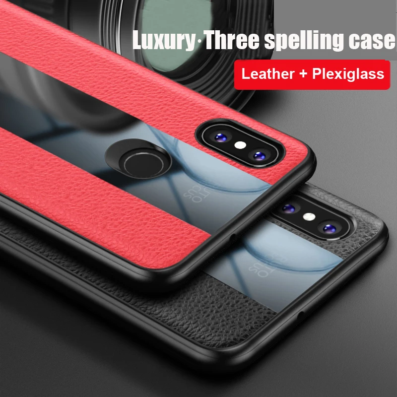 Vpower Luxury Case For Xiaomi Mi Mix 3 Leather Soft Silicone Plexiglass Armor CASE Phone Back Cover |