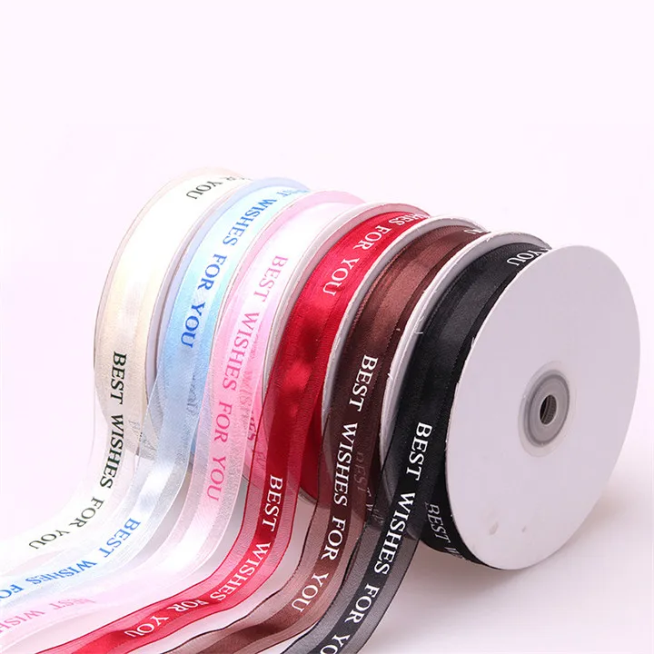 4  2.5cm Lace Love Ribbon For Wedding Decoration Birthday Party Supplie Gift Wrap Heart Snow Ribbon English Letter Satin Ribbon