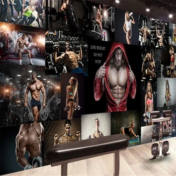 

beibehang behangCustom Wallpaper Photos Personality Fashion Gym Boxing Gym Sexy Muscular Men and Women Poster Tooling Background