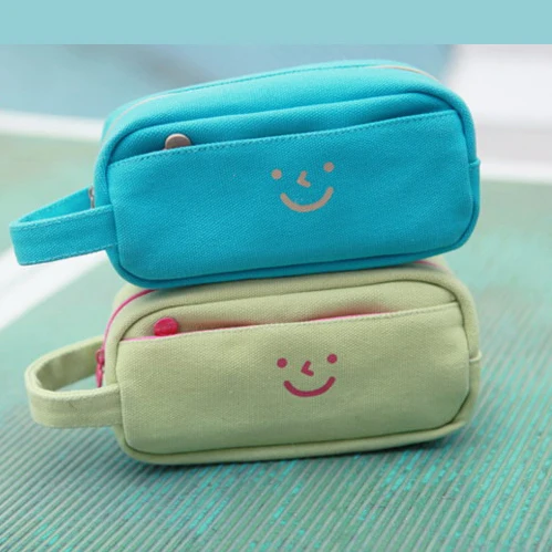 

JIANWU Smiling face candy color cute pencil case pencil pouch big pencil case pencil bag school supplies