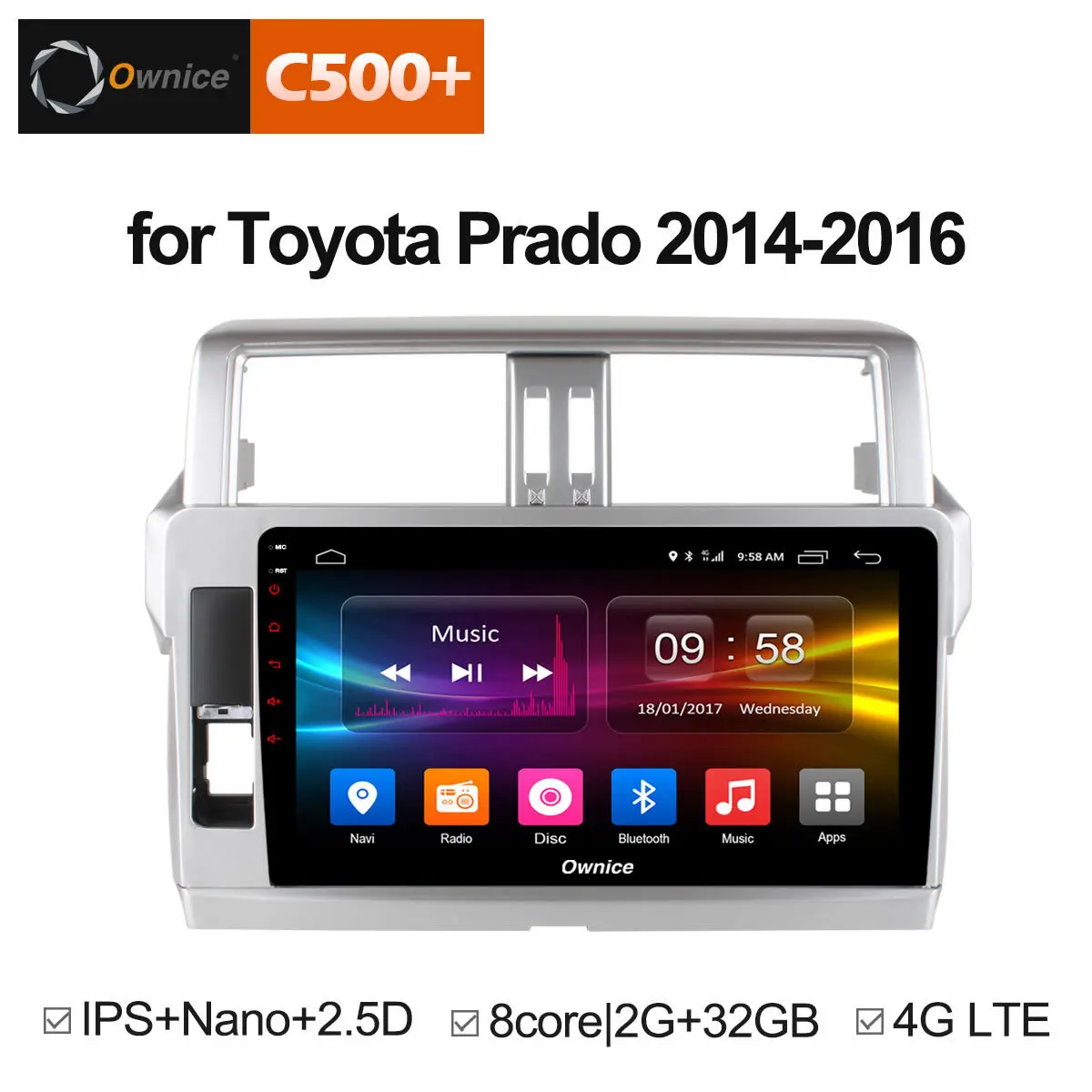 Ownice C500 + G10 10,1 "Android 8,1 Octa Core для TOYOTA PRADO/LC150/150 2014 2015 автомобиля радио gps 2G RAM Поддержка DVD 4G DAB +