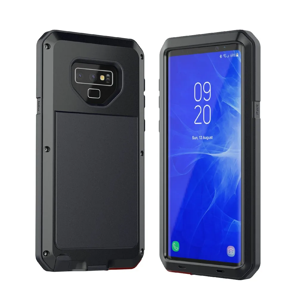 

Heavy Duty Protection Anti-knock Doom Armor Waterproof Metal Phone Case for Samsung Note 9 Metal Cover