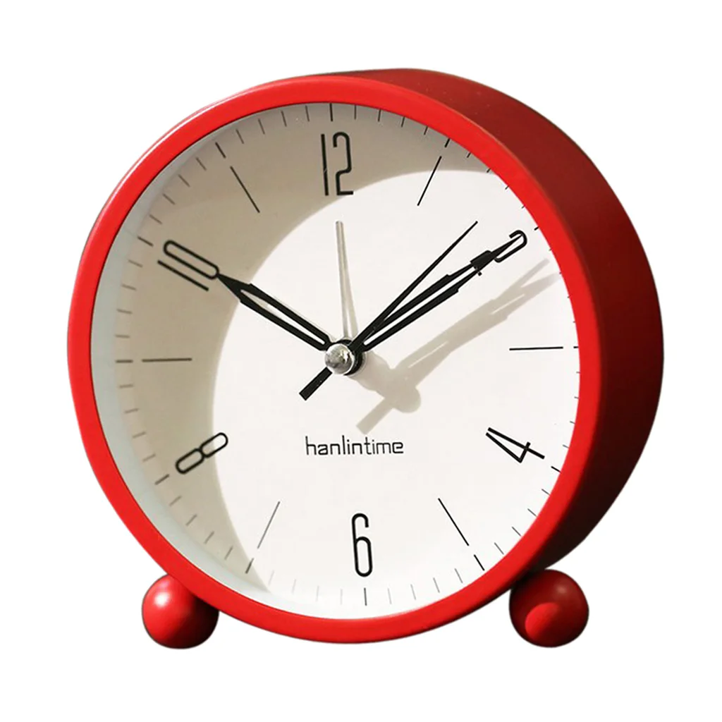 2pcs 4'' Round Silent No Ticking Desk Bedside Travel Alarm Clock with Backlight and Loud Alarm Analog Clock for Bedrooms