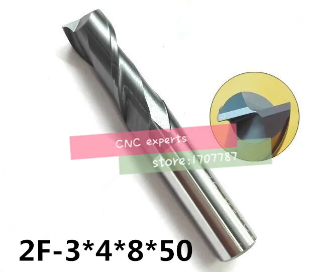 

2f-3.0*4*8*50,hrc50,two Flutes Spiral Bit Milling Tools Carbide Cnc Endmill Router Bits