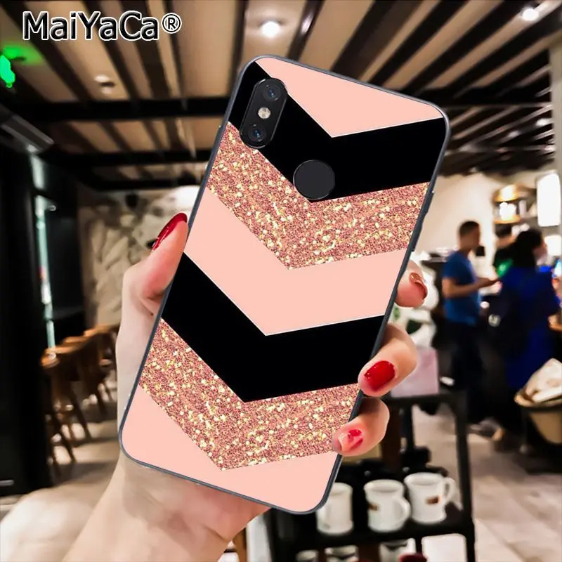 Love Heart Gold Rose Marble Stripes
