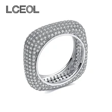 LCEOL New Design Luxury Jewelry CZ font b Diamonds b font Ring White Gold Color Full