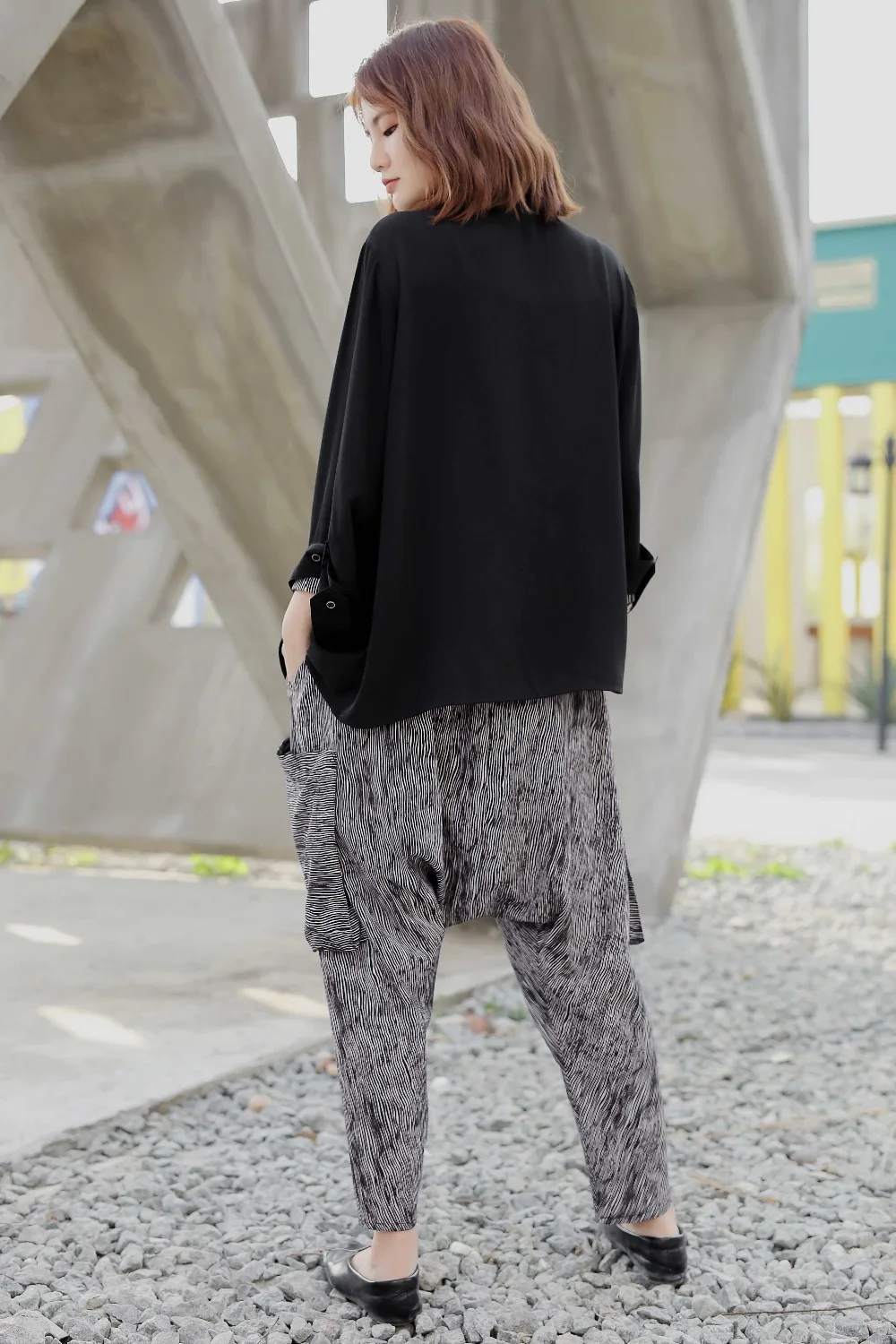 Deux Printemps Rayé Et Femme Haut 2019 Nouveau D'été Pantalons Pièces Personnalité Grande Ensemble Black Taille Asymétrique Suspendus qwORCHE
