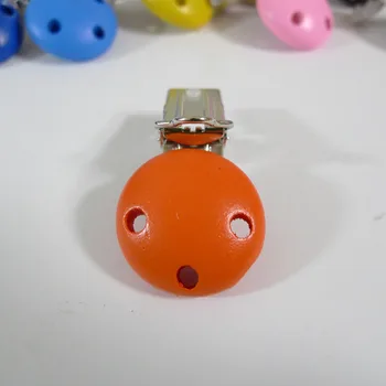 

25PCS Orange Color Natural Wood Baby Pacifier Soother Clips