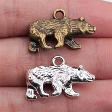 WYSIWYG 10pcs 24x15mm 2 Farben Antike Bronze Überzogene Anhänger Charm Bär Anhänger Bär Polar Charme Anhänger bär