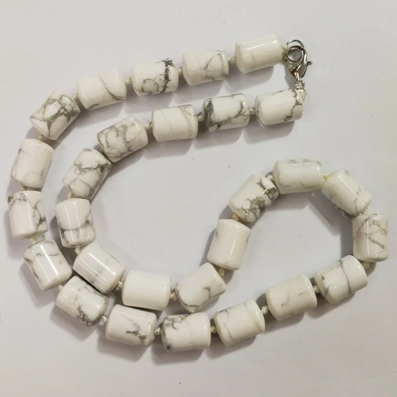 Wholesale 1pc Natural White Howlite Cylinder Beads Natural Stone Tube Beads Cylinder Beads