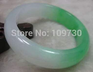 

hot sell909217 NATURE BEAUTIFUL GREEN WHITE JADE JADEITE BRACELET BANGLE 59MM