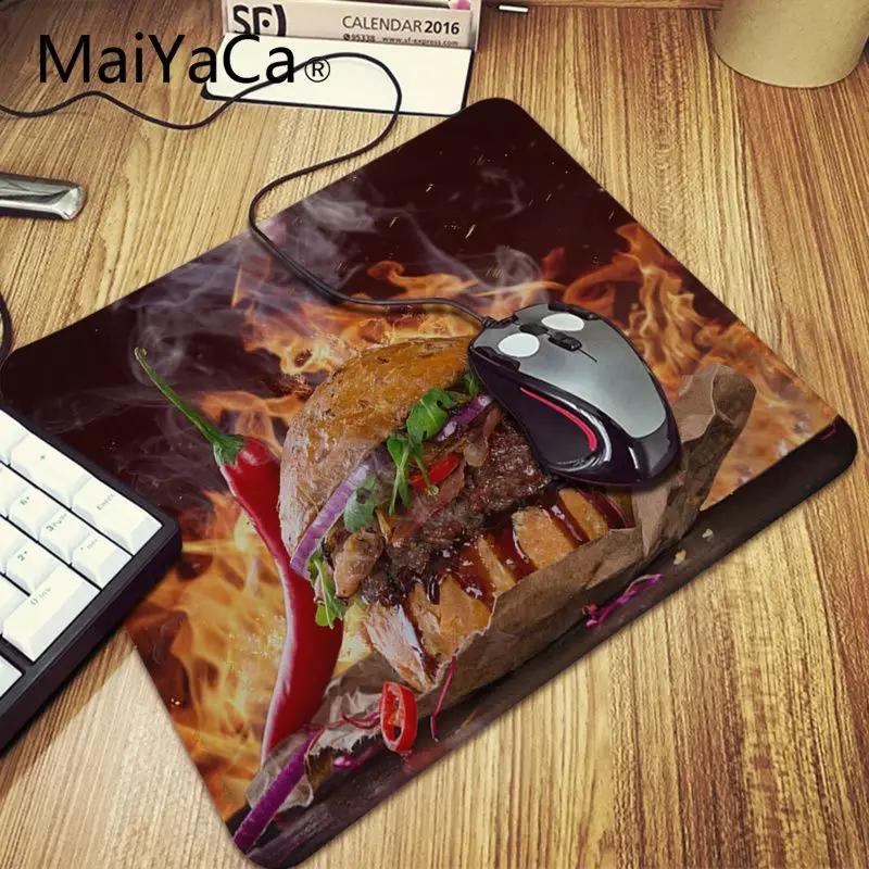 Резиновый коврик для мыши Maiyaca с модными чипами пиццей гамбургерами игровой